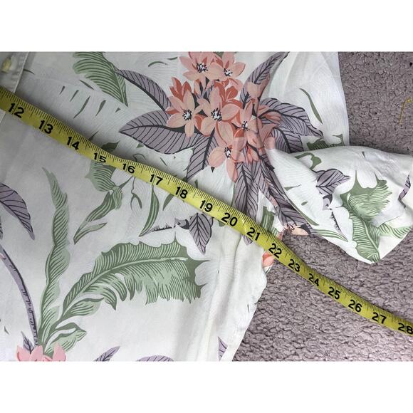 Cream Vintage Silk Liz Claiborne Floral Button Up L - Picture 4 of 5
